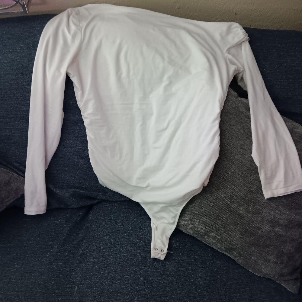 Abercrombie & Fitch Assymetrical Draped Bodysuit Large White